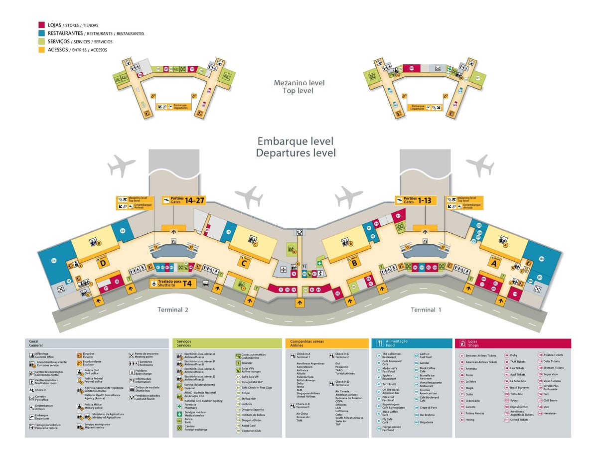 Sao Paulo, brazīlija lidosta map